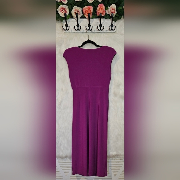 Lauren Ralph Lauren Classic Side Ruch Magenta Midi Dress - Picture 3 of 8